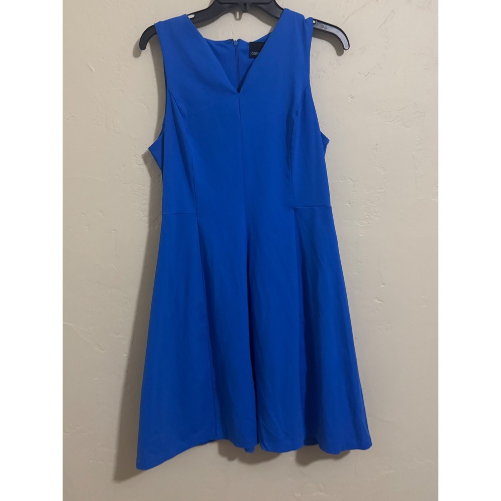 Cynthia Rowley Dress Womens M Royal Blue Sleeveless V Neck Fit Flare A Line